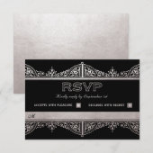 Royal Art Deco Wedding RSVP Kaarten - Zilverfolie Kaartje (Voorkant / Achterkant)