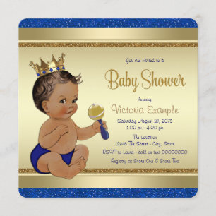 Royal Baby Boy Blue Gold Etnisch Prince Baby showe Kaart