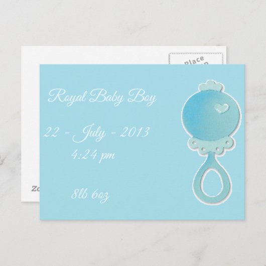 Royal Baby Boy Briefkaart (Voorkant / Achterkant)