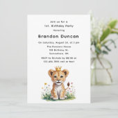 Royal Baby Lion 1e. verjaardagsfeestje Kaart (Staand voorkant)