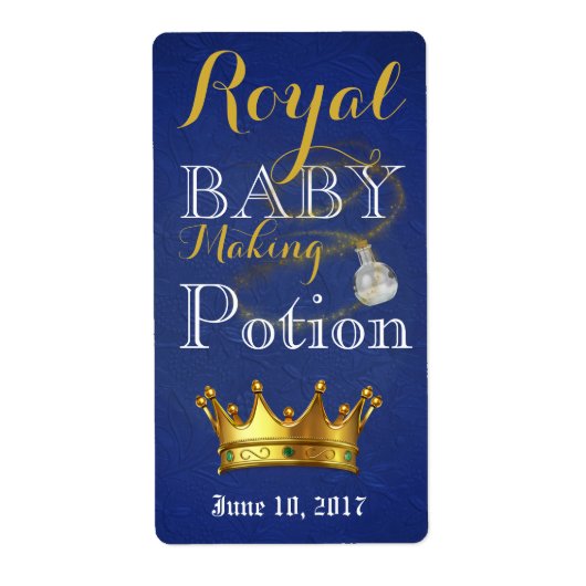 Royal Baby Making Potion Blauw & Gouden flesetiket Etiket (Voorkant)