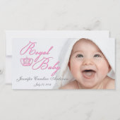 Royal Baby roze met kroon Aankondiging (Voorkant)