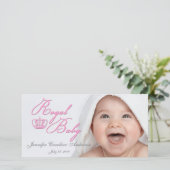 Royal Baby roze met kroon Aankondiging (Staand voorkant)