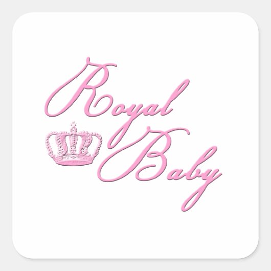 Royal Baby roze met kroon Vierkante Sticker (Voorkant)
