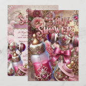 Royal Baby shower Invitation  Bloemenjuweel Kaart (Voorkant / Achterkant)