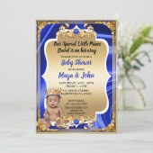 Royal Baby shower Invitation Donkerdere huidskleur Kaart (Staand voorkant)