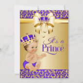 Royal Baby shower Paarse & Gouden Prins Kroon Kaart (Voorkant)
