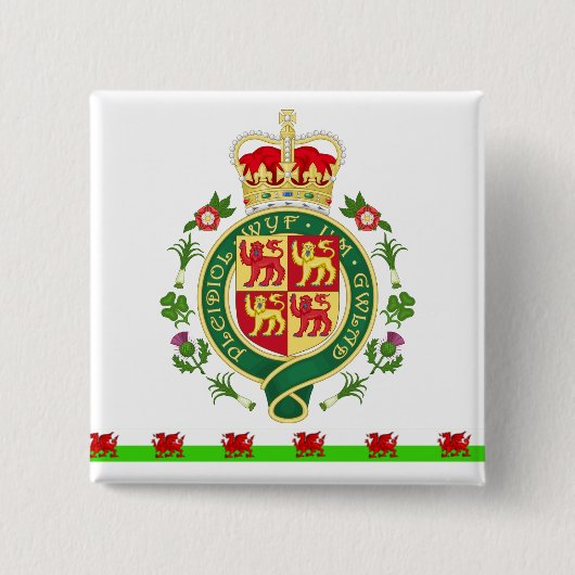 Royal Badge of Wales Vierkante Button 5,1 Cm (Voorkant)