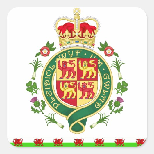 Royal Badge of Wales Vierkante Sticker (Voorkant)