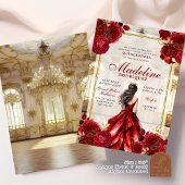 Royal Ballroom Bourgogne Red Quinceanera Kaart