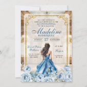 Royal Ballroom Dusty Blue Quinceanera Kaart (Voorkant)