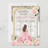 Royal Ballroom Roos Gold Bow Coquette Quinceanera Kaart (Voorkant)