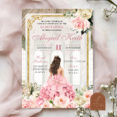 Royal Ballroom Roos Gold Bow Coquette Quinceanera Kaart