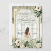 Royal Ballroom Sage Green Quinceañera Kaart (Voorkant)