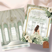 Royal Ballroom Sage Green Quinceañera Kaart