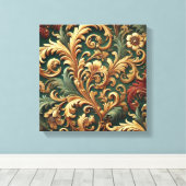 Royal Baroque Floral Pattern Canvas Afdruk (Insitu (Houten vloer))