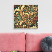 Royal Baroque Floral Pattern Canvas Afdruk (Insitu (Woonkamer))
