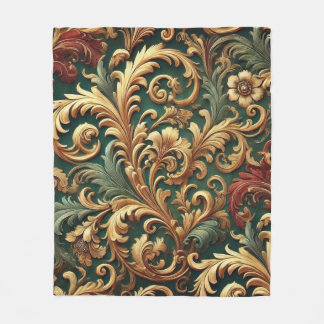 Royal Baroque Floral Pattern Fleece Deken