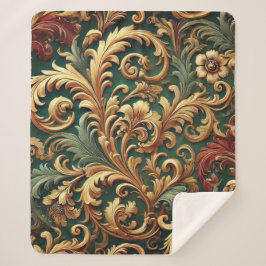 Royal Baroque Floral Pattern Sherpa Deken