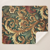 Royal Baroque Floral Pattern Sherpa Deken (Voorkant (horizontaal))