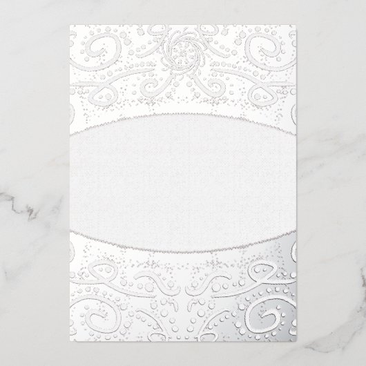 Royal Batik Floral Wedding Invitation Dusty Grey Folie Uitnodiging (Voorkant)