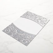Royal Batik Floral Wedding Invitation Dusty Grey Folie Uitnodiging (Gedraaid)