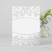 Royal Batik Floral Wedding Invitation Dusty Grey Folie Uitnodiging (Staand Voorkant)