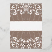 Royal Batik Floral Wedding Invitation Dusty Grey Folie Uitnodiging (Achterkant)