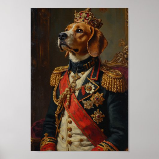 Royal Beagle Portrait Poster (Voorkant)