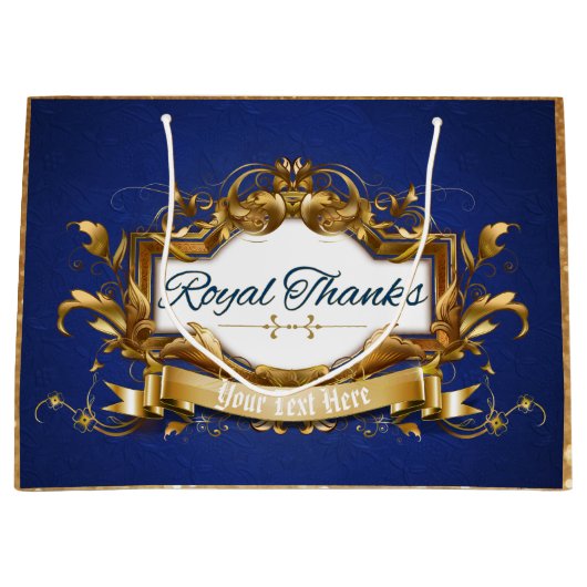 Royal Bedankt| Blue en Gold met Glitter|Elegant Groot Cadeauzakje (Voorkant)