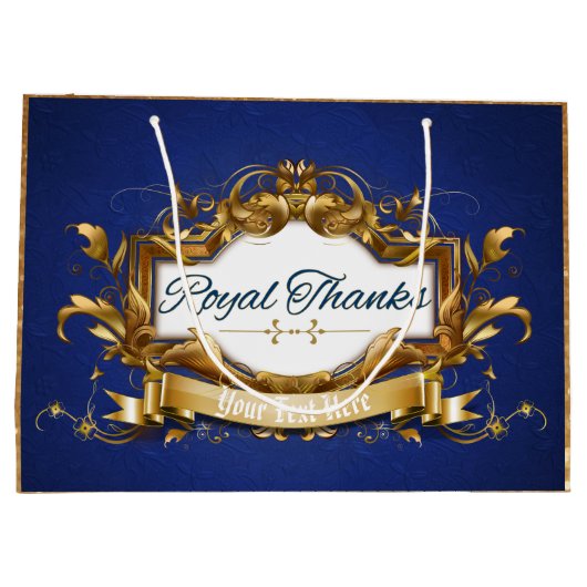 Royal Bedankt| Blue en Gold met Glitter|Elegant Groot Cadeauzakje (Achterkant)