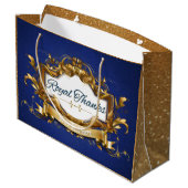 Royal Bedankt| Blue en Gold met Glitter|Elegant Groot Cadeauzakje (Achterkant Gekanteld)