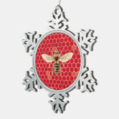 Royal Bee and Honeycomb on Red Tin Sneeuwvlok Ornament (Rechts)