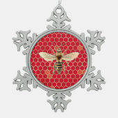Royal Bee and Honeycomb on Red Tin Sneeuwvlok Ornament (Voorkant)