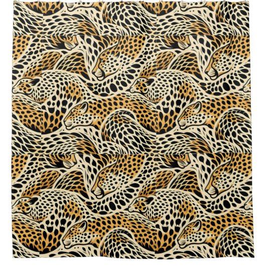 Royal Beige Cheetah Art Patroon Douchegordijn (Voorkant)