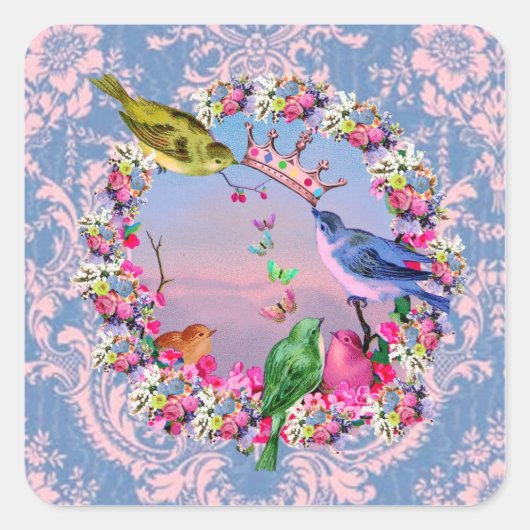 Royal Birds by Bella Studios Vierkante Sticker (Voorkant)