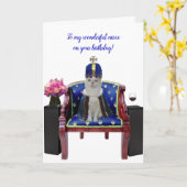 Royal Birthday Cat-Vrouw Verjaardag Kaart (Gele Bloem)