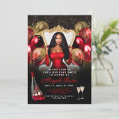 Royal Birthday Invitation Red and Gold Balloons Kaart (Staand voorkant)