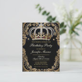 Royal Birthday Party Crown  Invitation Briefkaart (Staand voorkant)