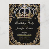 Royal Birthday Party Crown  Invitation Briefkaart (Voorkant)