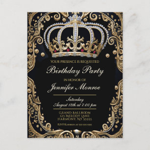 Royal Birthday Party Crown  Invitation Briefkaart