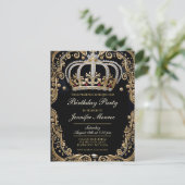 Royal Birthday Party Crown  Invitation Briefkaart (Staand voorkant)