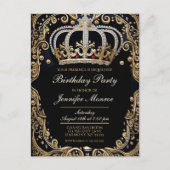 Royal Birthday Party Crown  Invitation Briefkaart (Voorkant)