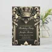 Royal Birthday Party Crown Invitation Kaart (Staand voorkant)