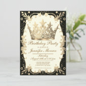 Royal Birthday Party Crown  Invitation Kaart (Staand voorkant)