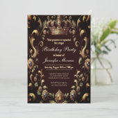 Royal Birthday Party Crown  Invitation Kaart (Staand voorkant)