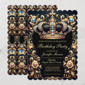 Royal Birthday Party Crown  Invitation Kaart (Voorkant / Achterkant)