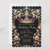 Royal Birthday Party Crown  Invitation Kaart (Voorkant)