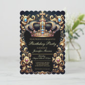 Royal Birthday Party Crown  Invitation Kaart (Staand voorkant)