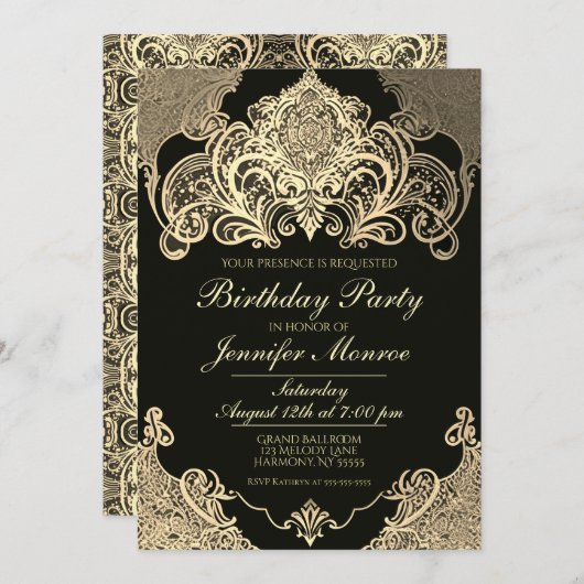 Royal Birthday Party Crown  Invitation Kaart (Voorkant / Achterkant)